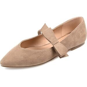 Journee Collection Tan Flats with Bow